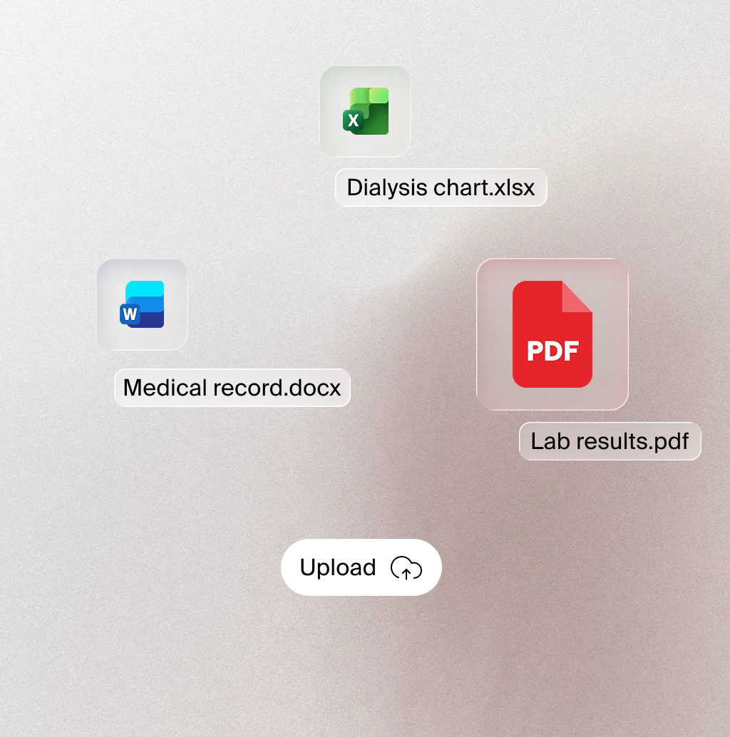 Use Mena Report to upload lab results, patient records, findings, imaging reports, and other clinical documents.